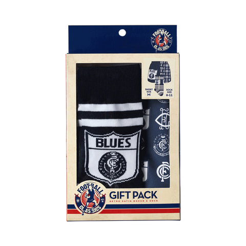 Carlton Blues Mens Adults Retro Satin Boxer Shorts and Socks Gift Pack