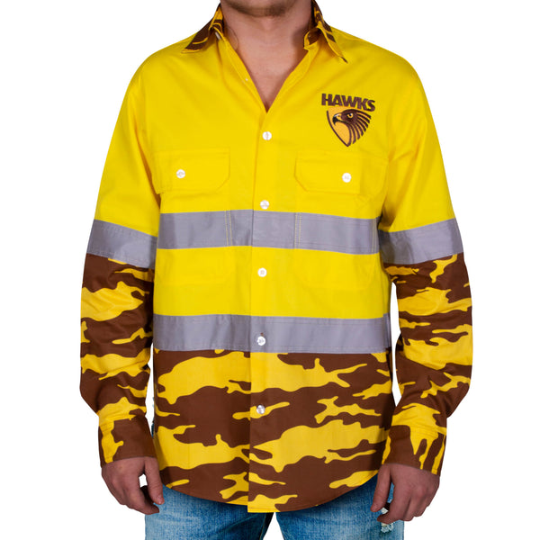 Hawthorn Hawks Mens Adults Camo Hi-Vis Work Shirt