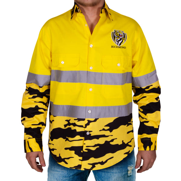 Richmond Tigers Mens Adults Camo Hi-Vis Work Shirt