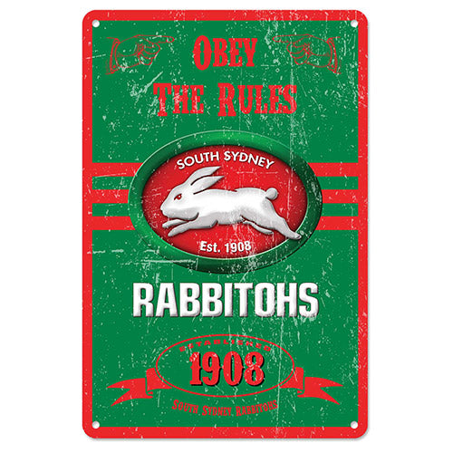 South Sydney Rabbitohs NRL Retro Metal Sign
