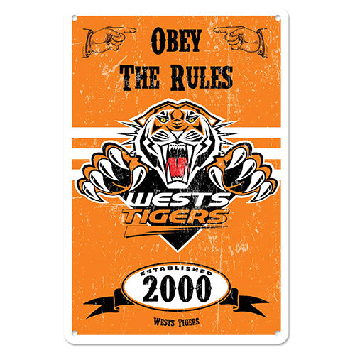 Wests Tigers NRL Retro Metal Sign