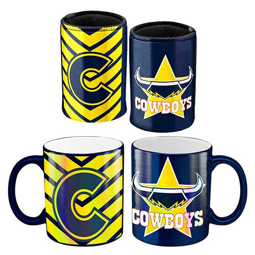 North Queensland Cowboys NRL Metallic Mug and Can Cooler Pack
