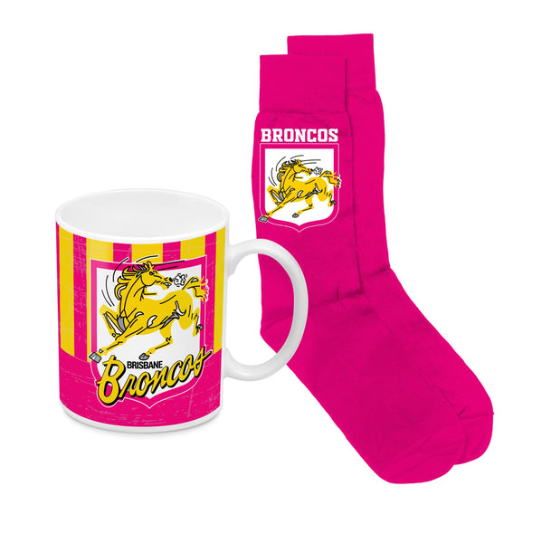 Brisbane Broncos NRL Heritage Mug and Socks Pack