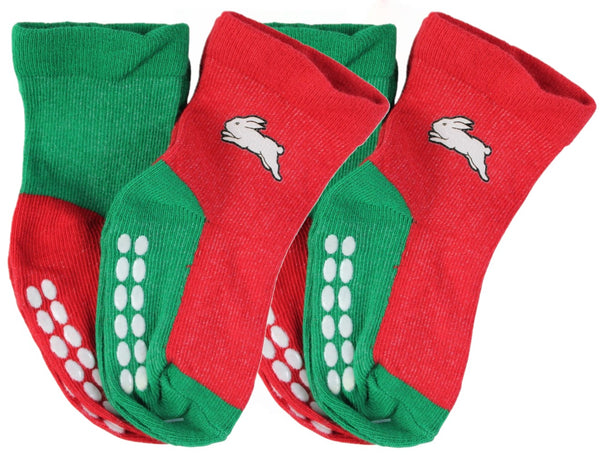South Sydney Rabbitohs NRL Baby Infant Nonslip Crew Socks 2 pk