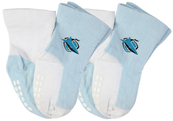Cronulla Sharks NRL Baby Infant Nonslip Crew Socks 2 pk