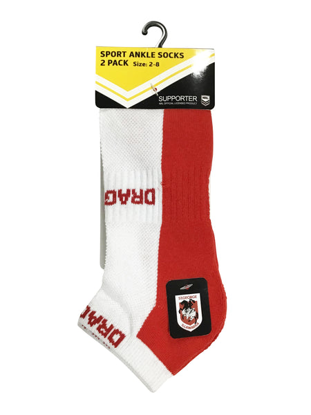 St George Dragons NRL High Performance Sport Ankle Socks 2pk