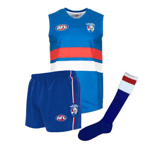 Western Bulldogs Kids Youths AFL Auskick Playing Pack Jumper Guernsey Shorts Socks