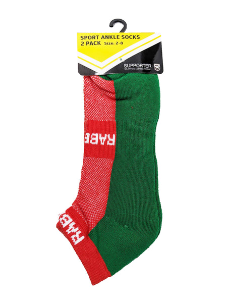 South Sydney Rabbitohs NRL High Performance Sport Ankle Socks 2pk