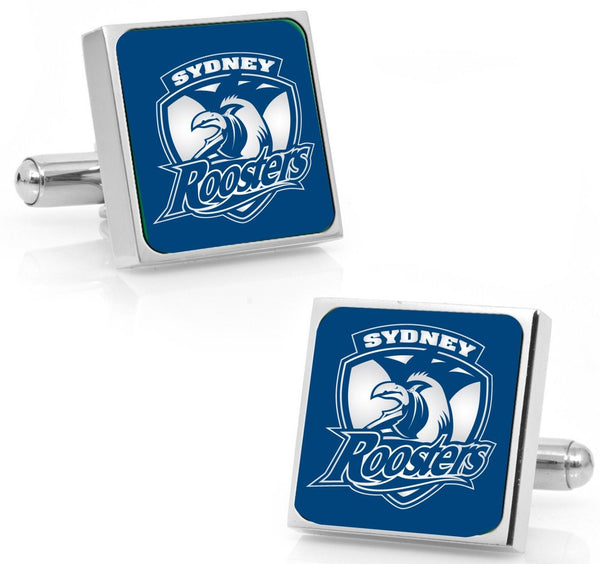 Sydney Roosters Stainless Etched Logo Square Cufflinks - Spectator Sports Online
