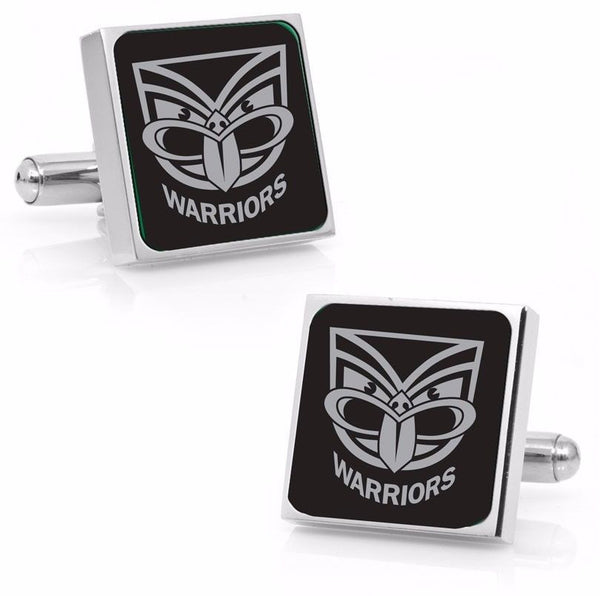 New Zealand Warriors Stainless Etched Logo Square Cufflinks - Spectator Sports Online