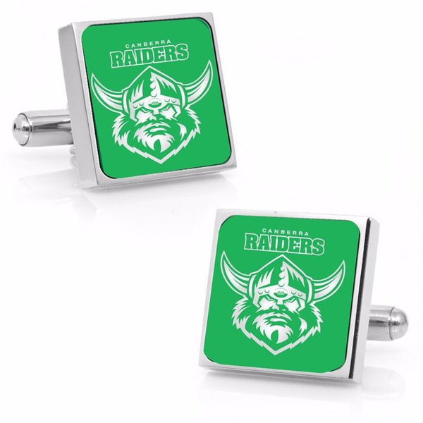 Canberra Raiders Stainless Etched Logo Square Cufflinks - Spectator Sports Online